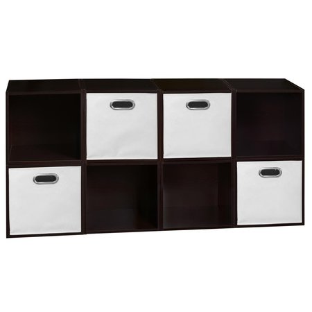 NICHE Cubo Storage Set with 8 Cubes & 4 Canvas Bins, Truffle & White PC8PKTF4TOTEWH